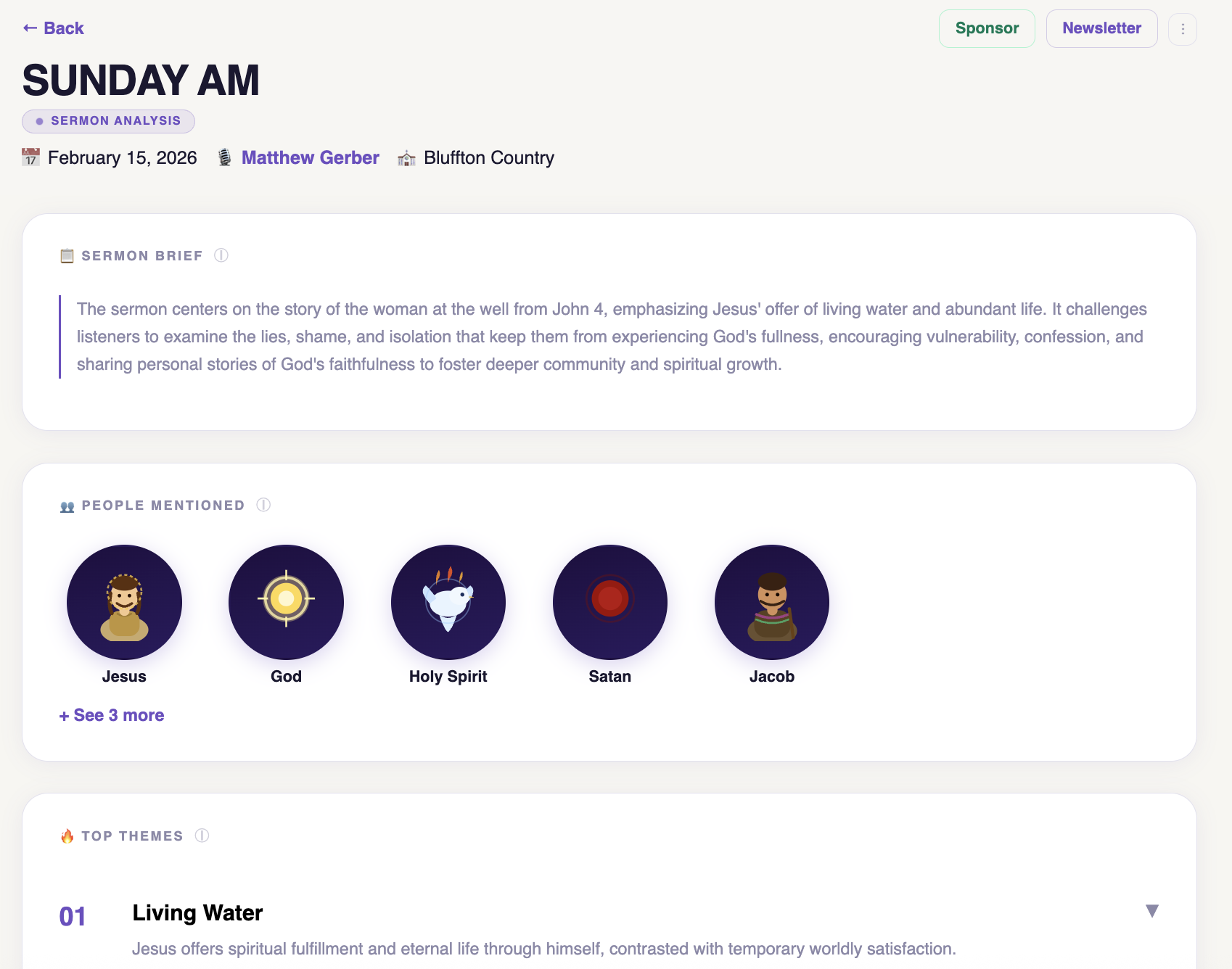 Individual sermon page on OpenSermon